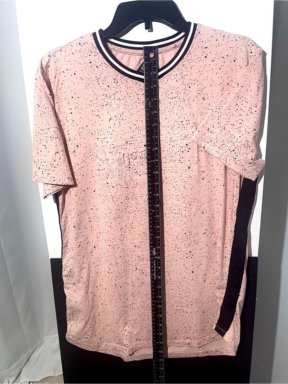 Men's Pink Speckle Crewneck Short Sleeve Tee with Contrast Trim